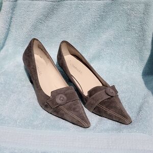 CHADWICK'S Gray suede heels sz 7